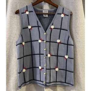 Vintage Liz Wear Women's 90s Vest Size Medium Floral Boho Embroidered‎
